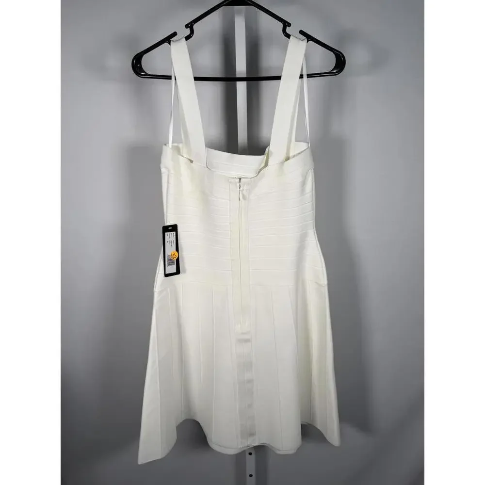 NWT Bebe Bandage Square neck White Mini Dress Size M